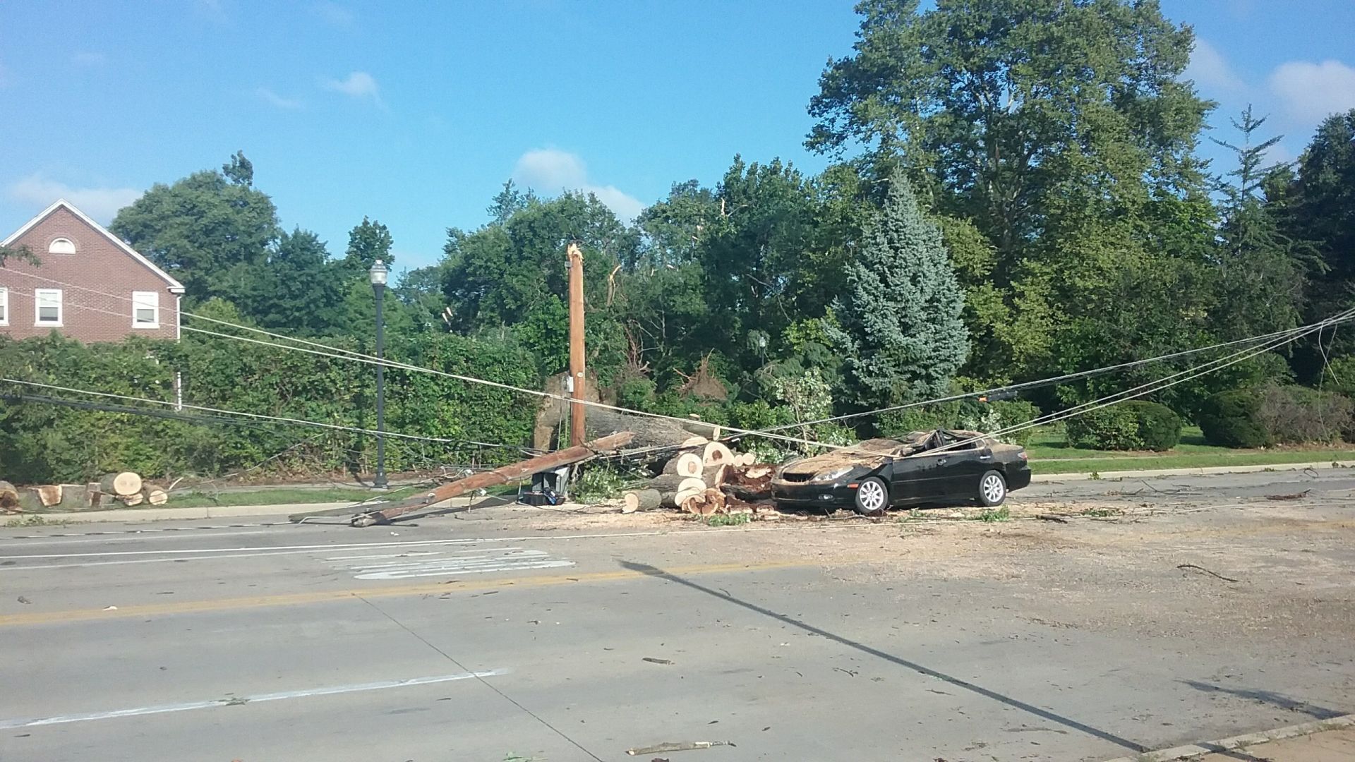 Car struck by electric wires in Hammond